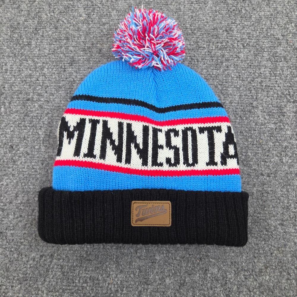 Minnesota Twins Beanie Hat Unisex OSFM Blue Black Pom Knit Caribou Coffee Cap